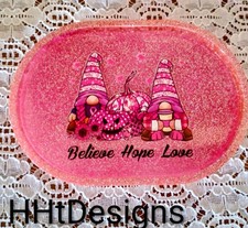 Handmade Resin Trinket Tray Breast Cancer Awareness
