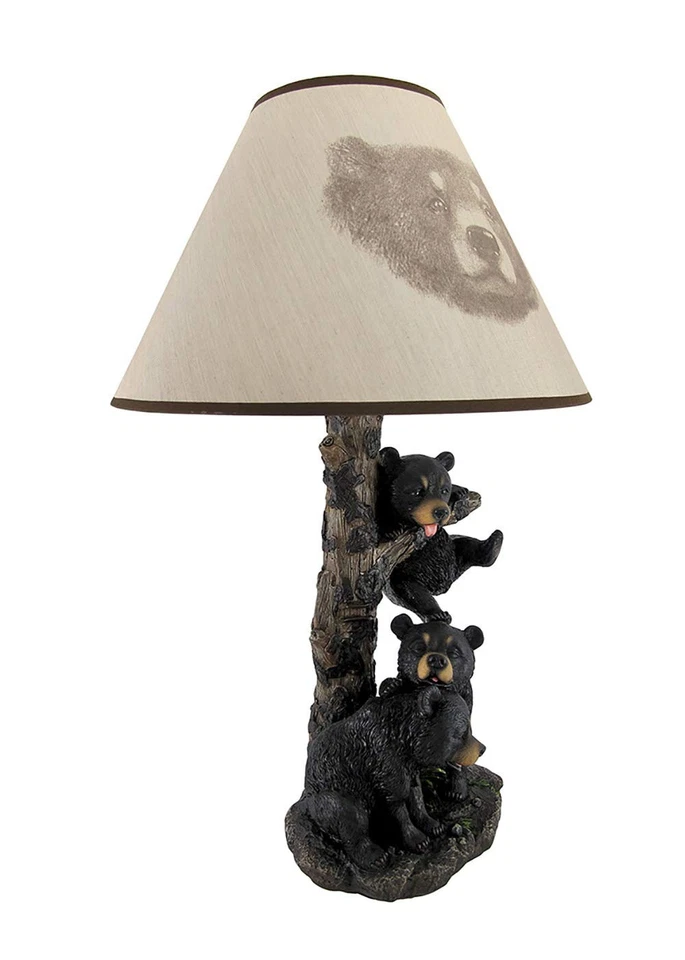 Rustic Black Bear Family Table Lamp - Lodge-Inspired Home Lighting - 20" Tall... - Image 3 of 4