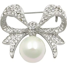 Elegant Floral Brooch Pin with Crystal Pearl Flower for Women Bridal Wedding