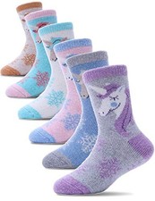 Merino Wool Socks for Kids Toddlers Boys Girls Thick 8-12 Years Unicorn