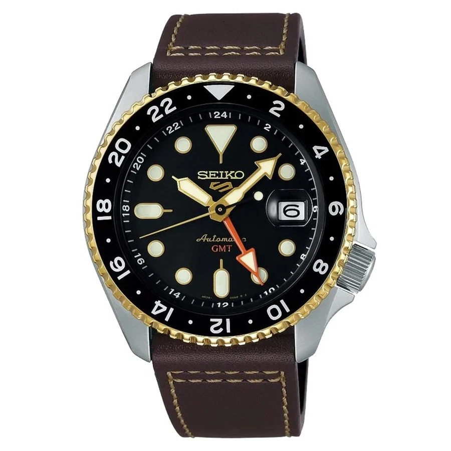 Montre automatique SEIKO 5 Sports GMT SSK036 cadran noir marron Japon neuve Y...