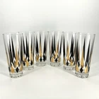 Vintage Anchor Hocking Atomic Golden Peaks Arrow Glass Tumblers 14oz Set of 6