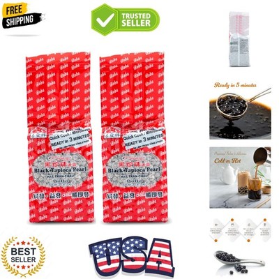 Black Tapioca Pearls Boba, Quick Cook Tapioca Pearls for Bubble Tea, Microwav...