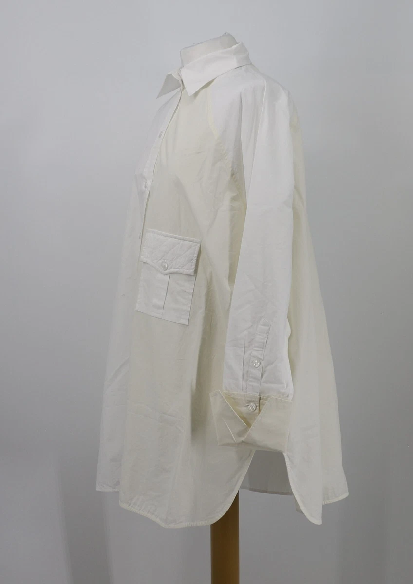 GANNI LONG SLEEVE BUTTON WOMENS VANILLA ICE WHITE SHIRT UK S M