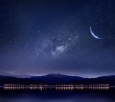 Landscape night sky reflection stars city lights Custom Gaming Mat Desk