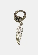 1 pc Punk Feather Earrings Men Women Stainless Steel Ear Stud Hoop Dangle