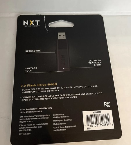 NXT Technologies 64GB USB 2.0 Flash Drive NX27990-US/CC. New In Pack - 第 5/6 張圖片