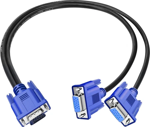 VGA Splitter Cable 1080P Dual VGA Monitor Y Cable 1 Male to 2 Female Adapter ...