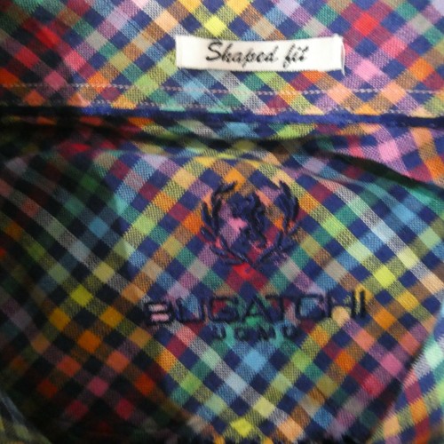 Bugatchi Uomo Men's Colorful XL Linen Checker Roll Tab Sleeve Flip Cuff Shirt - Picture 7 of 8