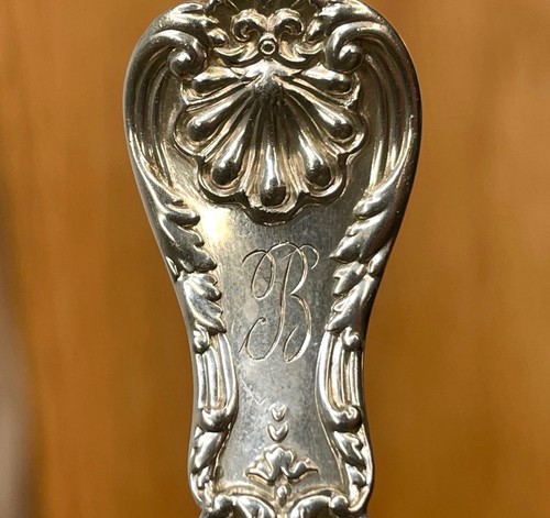 Tenedor de helado Gorham King George plata esterlina mono B oro lavado 4 3/4" B - Imagen 11 de 13