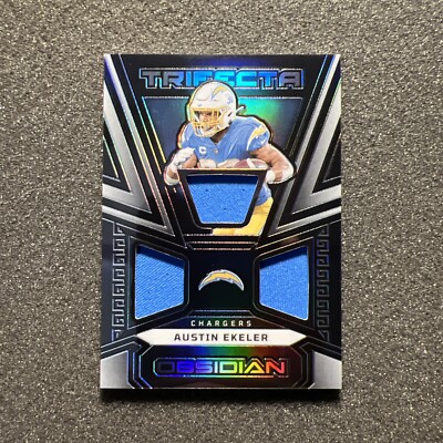 2023 Obsidian AUSTIN EKELER #TRI-AEK Trifecta Triple JERSEY 074/199 NFL CHARGERS