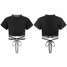 Girls Sleeveless Mock Neck Strappy Sport Crop Tops for Workout Gymnastics Dance