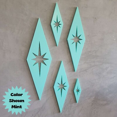 Mid Century Modern Vintage Style Diamond Starbursts 1960s 50s Office Home Office