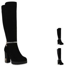 Damen Leicht Gefütterte High Heels Stiefel Strass Party Schuhe 841339 New Look  