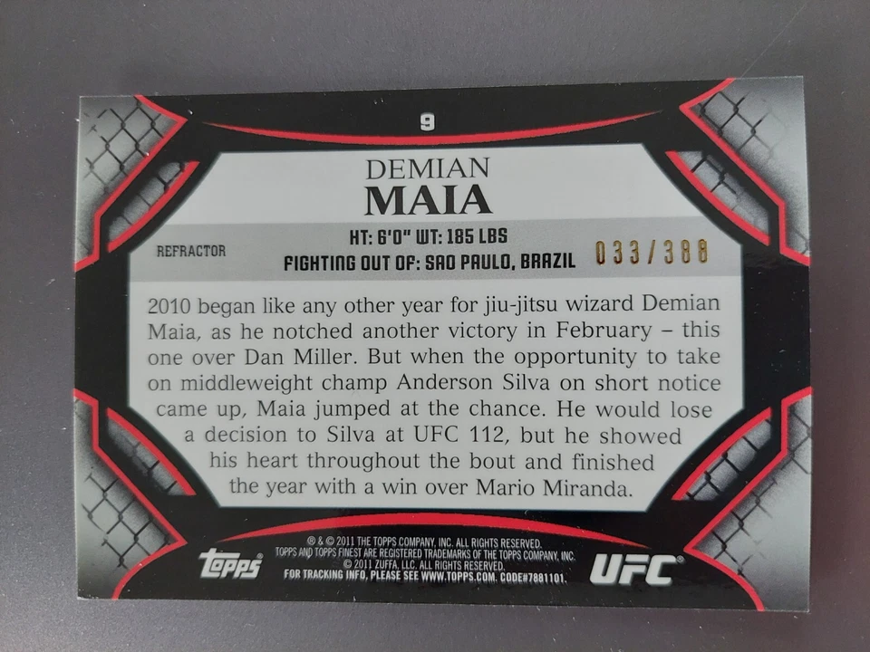 Demian Maia #9 2011 Topps UFC Finest X-Refractor #033/388 - Image 2 of 2