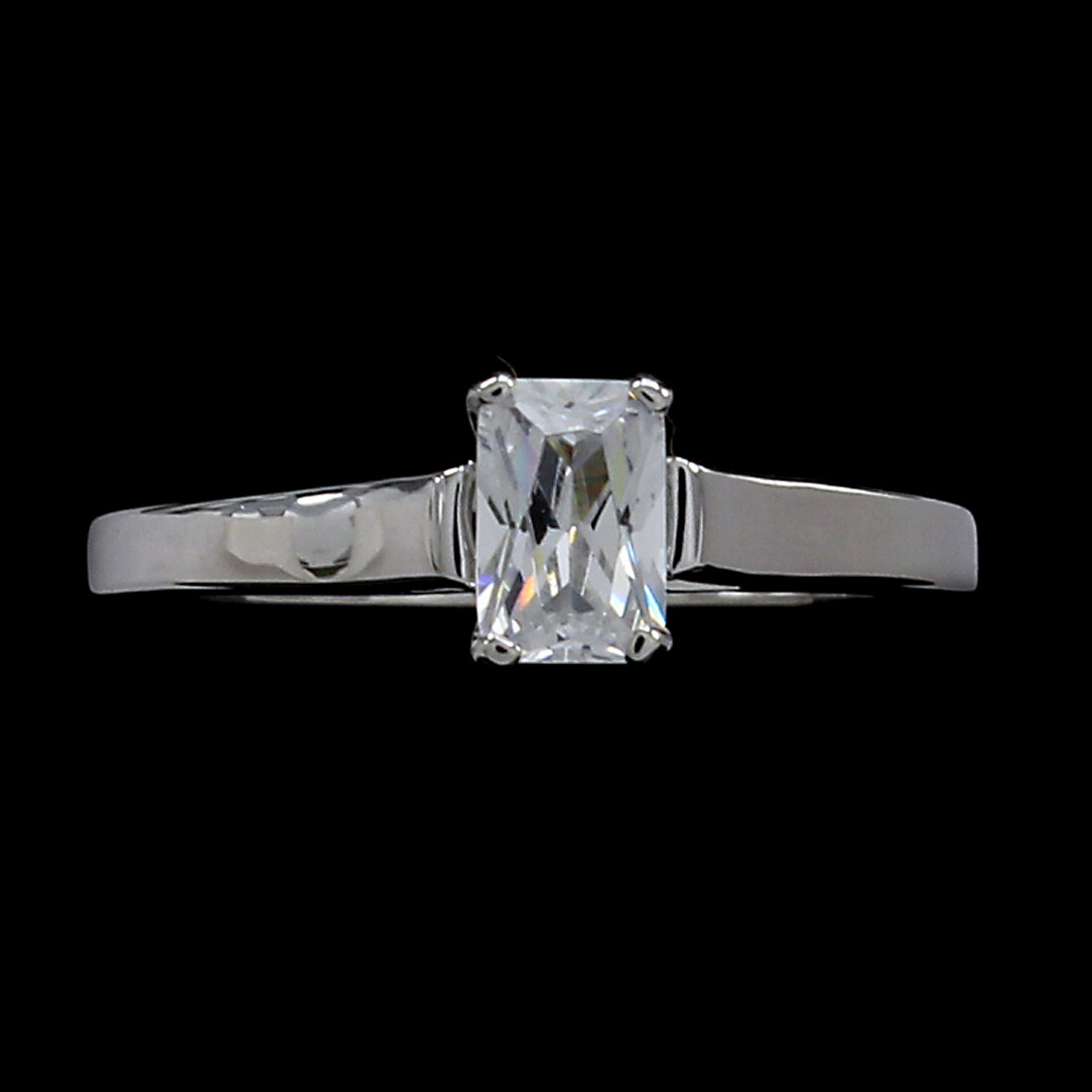 1/2 Ct Emerald Cut White Gold Four-Prong Engagement Ring