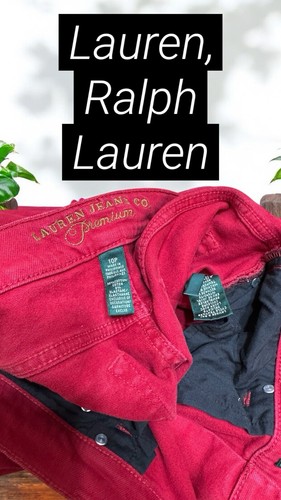 đŸ”¥Lauren Jean CO Ralph LRL Company Size 10 P Red Modern Straight Stretchy Petite - Picture 3 of 3