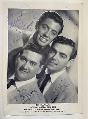 Chic Hetti Donny Conn Morey Carr The Playmates Autographed Picture 50 s Do Wop