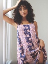 NWT Anthropologie Tiny Palms Mini Dress Embroidered Pink Purple XS