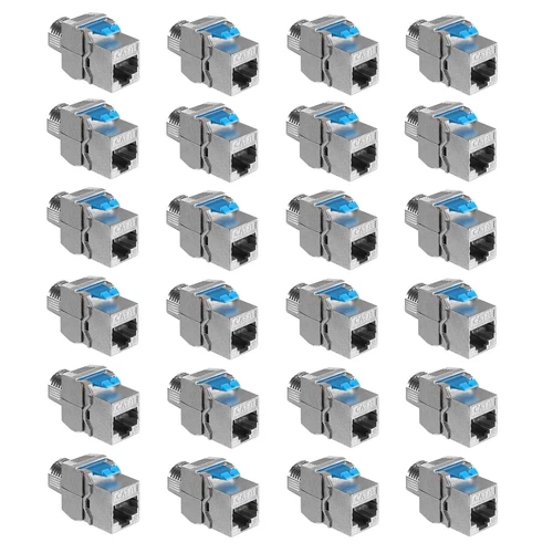 24x Shielded Keystone Jack CAT 8 with Shielded Metal Housing for Ethernet Cables