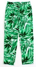 Zac & Rachel Green & White Print Drawstring Casual Pants Women's NWT