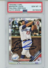 BRANDON LEWIS AUTO 10 PSA DNA 2019 Bowman Draft Paper Baseball BD-40 Dodgers RC