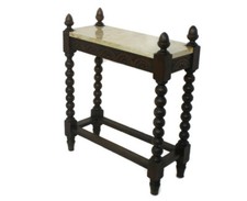 Antigua mesa de pasillo lateral consola bobina patas de madera mármol superior eduardiana