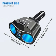 2 Way Car Cigarette Lighter Socket Splitter DC 12V Dual USB Chargers Adapter