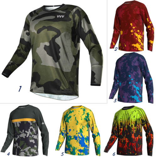 MTB Motocross Cycle Jersey Long Camo Jacket Mountain Road Bike T-Shirt Downhill - Picture 1 of 18