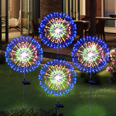 Colorful Solar Garden Firework Lights - 4 Pack Waterproof LED Yard Decor