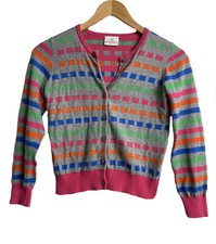 HANNA ANDERSSON Gray w/multi colors Cardigan Sweater Size 130 8 Years EUC