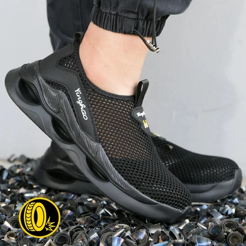Neu Herren Leichte SommerArbeitsschuhe Stahlkappe Atmungsaktiv Sicherheitsschuhe - Bild 5 von 26