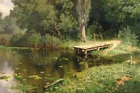 Art Giclee Printed Oil Painting Print Lotus pd scene Canvas