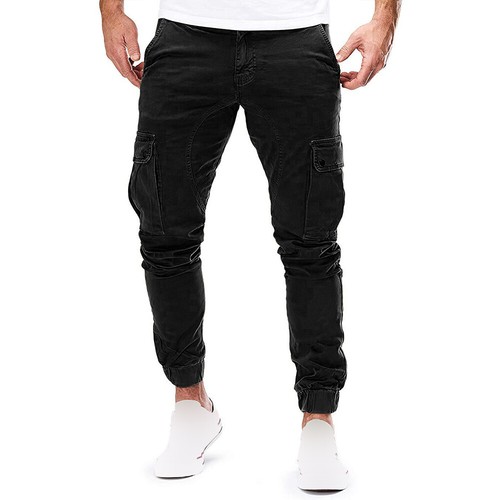 Mens Casual Cargo Pants Joggers Combat Work Pockets Skinny Stretchy Trousers US - Bild 13 von 16