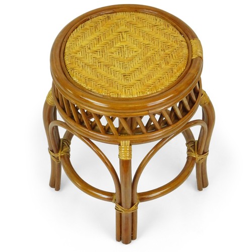 Ginger Handmade Rattan Wicker Stool Ottoman Plant Stand - Picture 4 of 30