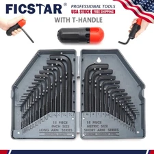 30Piece Hex Key Allen Wrench Set, SAE and Metric Assortment, L Shape with handle