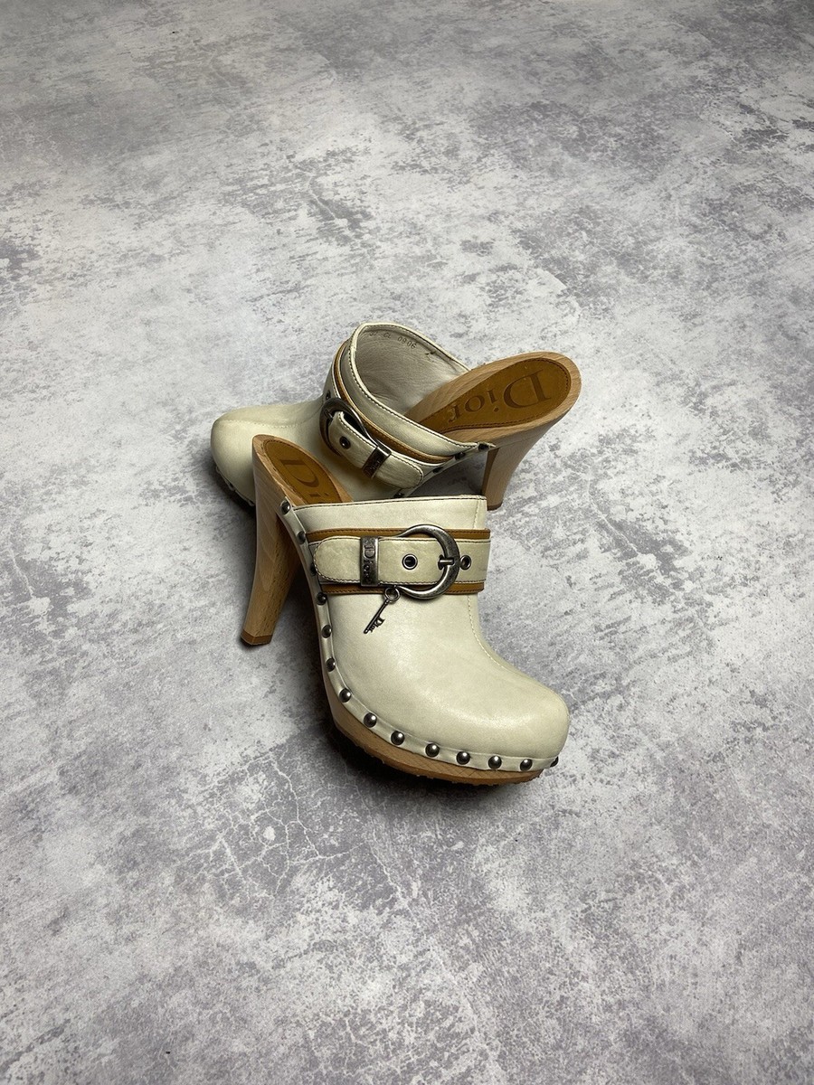 Dior Diorquake Leather Luxury Vintage Clogs Y2K Heels Size: 37 | eBay