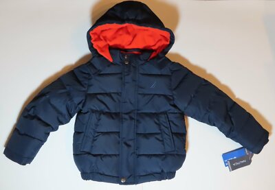 Nautica Puffer Winter Coat Sport Navy With Blue Logo Small(4) NWT