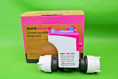 Surestop 22 mm Kupfer/Kunststoff Rohrleitungen Steckhahn Schalter SS/22/PL
