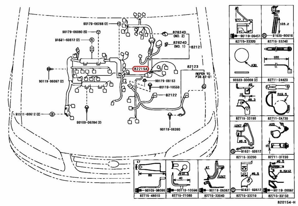 Arnés de cables con sensor de golpe OEM Toyota 84219-33030 para Lexus ES300 RX300 Foto 3 de 4
