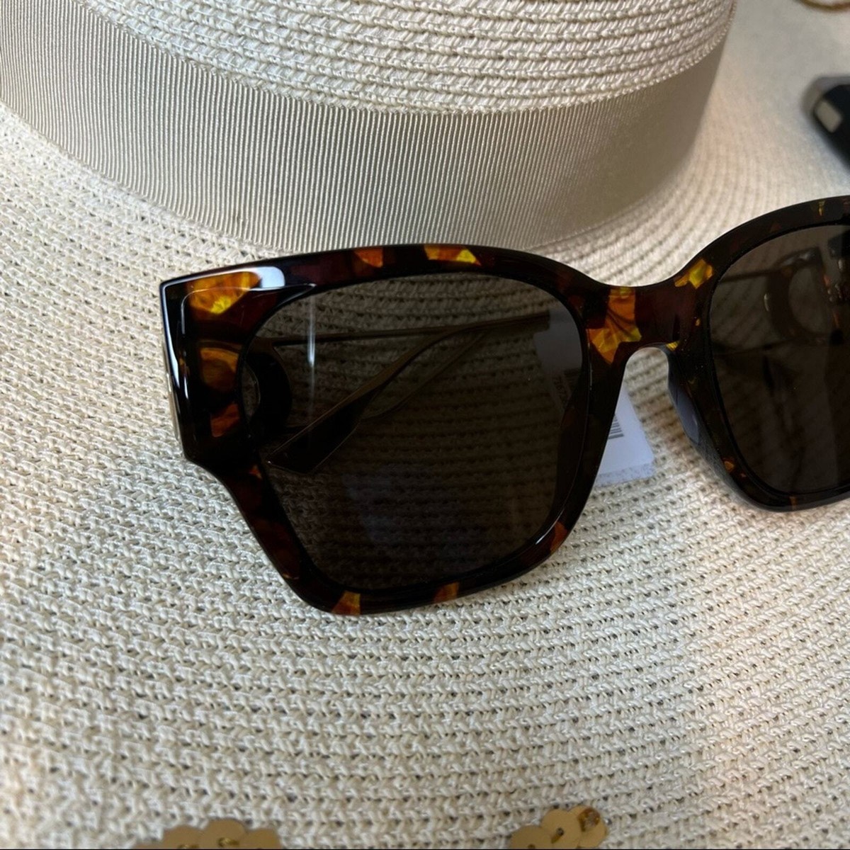 Dior 30montaigne1 08670 Sunglasses Brown Havana Frame Grey 