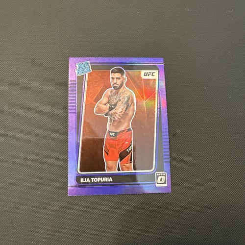 2022 Donruss Optic UFC Ilia Topuria Rated Rookie Purple Prizm Rookie #110 RC - Foto 6 di 9