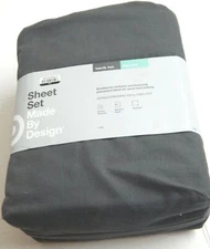 Made By Design Sheet Set Twin/XL Twin Easy Care Flat Gray 3 Piece Set 