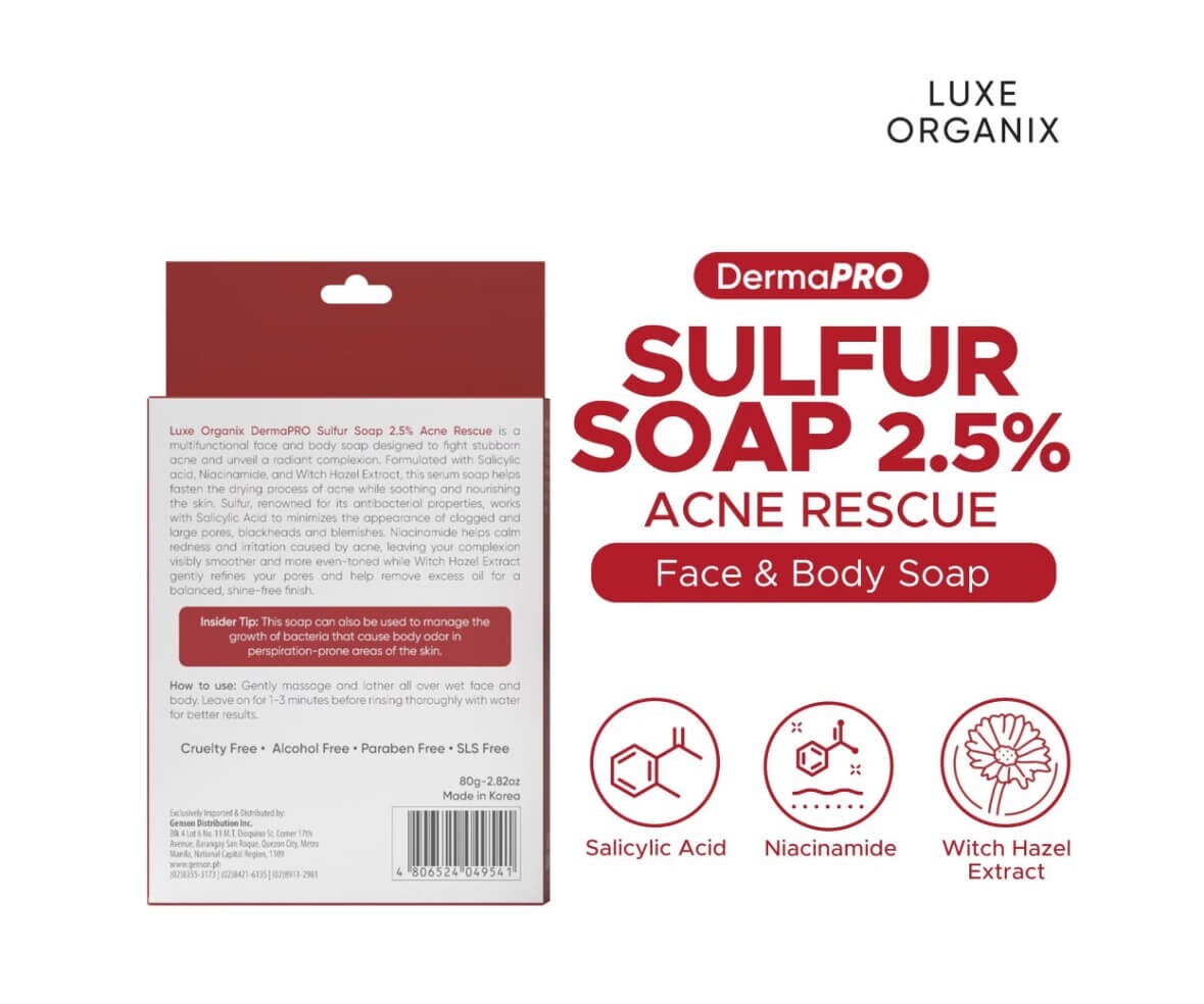 LUXE ORGANIX Dermapro Sulfur Soap 2.5% Acne Rescue 80g | eBay