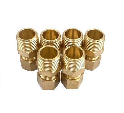 Brass Compression Tube Fittings 6 PCS 3/8 NPT Male to 3/8 Tube OD