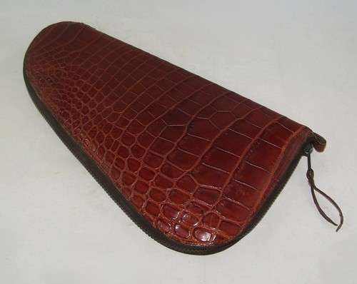 Mid Century Alligator Crocodile Gun Zip Case Lined Hand Finished - Full Pelt