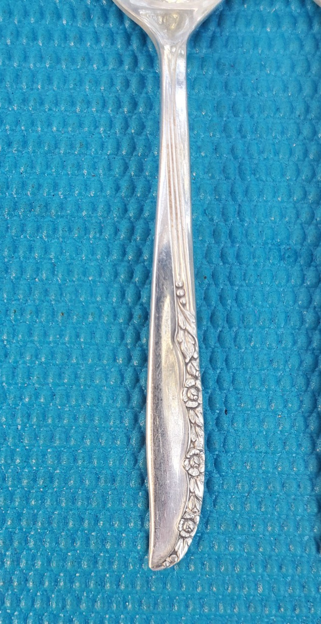 6-Oneida Wm Rogers BRITTANY ROSE Silverplate DINNER KNIVES 9"