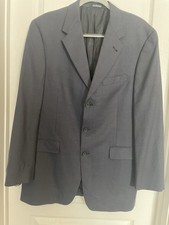 Austin Reed London Men  s Blazer 42R Blue Black Sport Coat Wool Made in USA