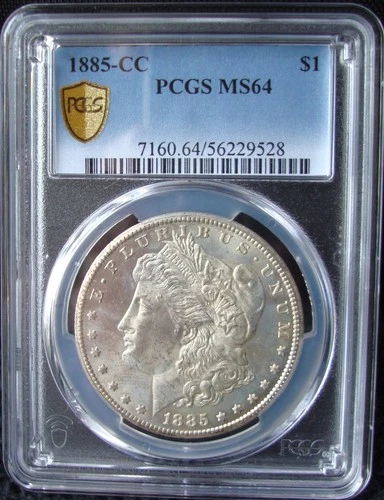 1885-CC Morgan Silver Dollar - PCGS MS 64 - Gold Shield