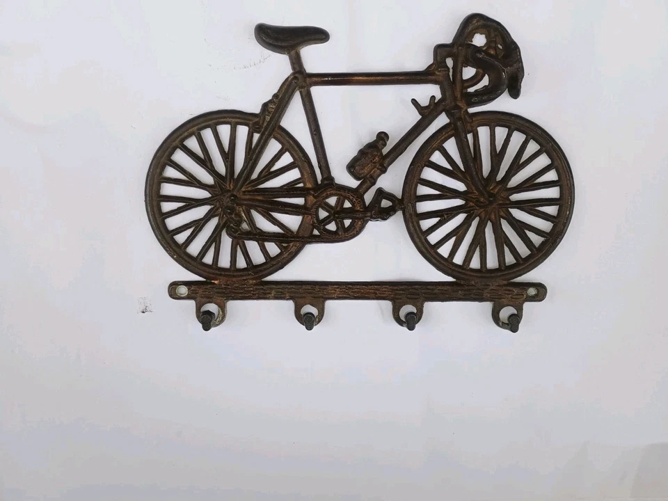 Portachiavi Da Parete Bicicletta Da Corsa Vintage In Metallo Dorato - Immagine 2 di 4